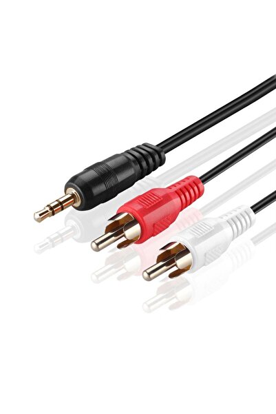 3.5 Mm Erkek To 2rca Erkek Altın Kaplama Ses Kablosu - 3 Metre