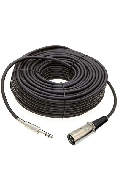 BK Teknoloji 3 Pin XLR Erkek to 6.35mm Stereo Enstrüman Mikrofon Ses Kablosu-20 Metre