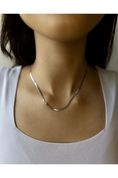 CanElif Accessories سلسلة إيطالية 45 سم قلادة من الفولاذ المقاوم للصدأ