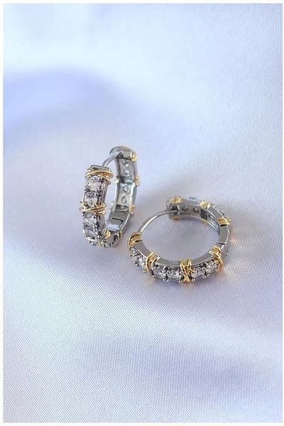 CanElif Accessories تيفاني سلسلة خاصة X أقراط الصلب