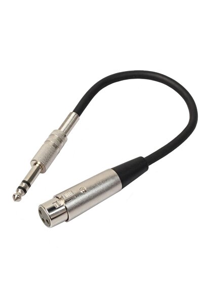 BK Teknoloji Xlr 3-pin Dişi 6.35mm Stereo Fiş Korumalı Mikrofon Ses Kablosu-30cm