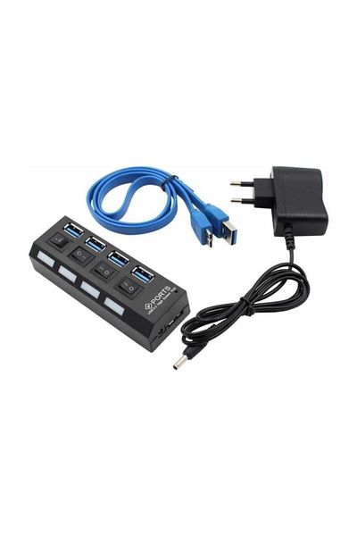 Kuvars Usb 3.0 Multiplexer Hub 4 Port Adapter with On/off Switch