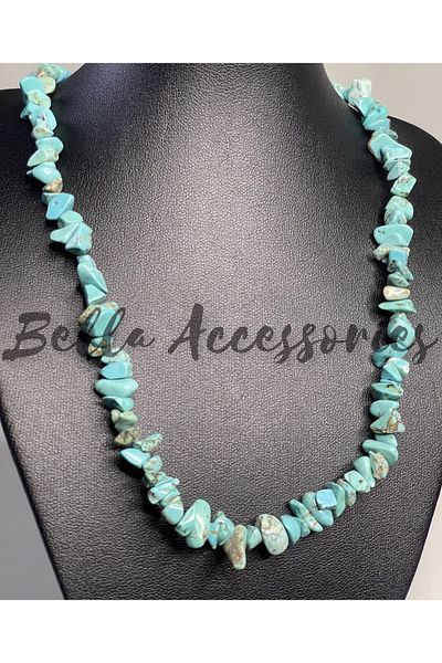 DEMİR ACS Turquoise Turquoise Natural Stone Cracked Stone Necklace