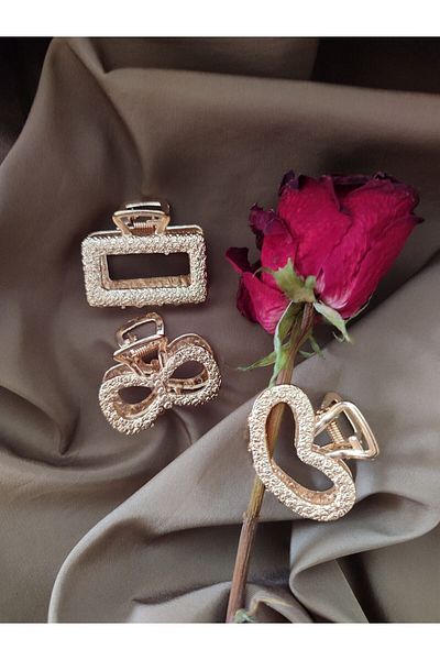 Lotus Set of 3 Gold Metal Latch Iron Buckles