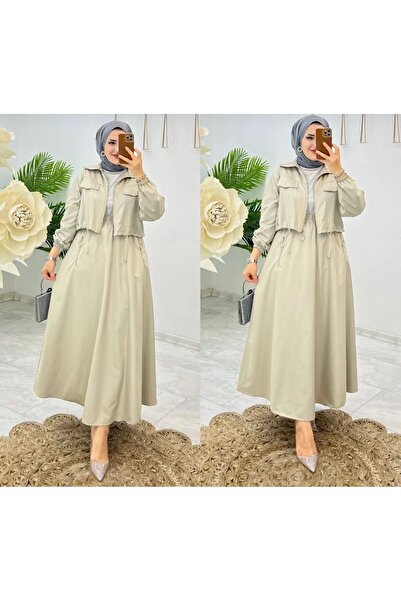 ELİFSU BUTİK طقم تنورة كريب من الدرجة الأولى وسترة بسحاب