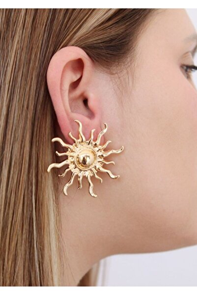 MioArt أقراط سيريوس للشمس بتصميم ذهبي للسيدات مقاس 5 سم