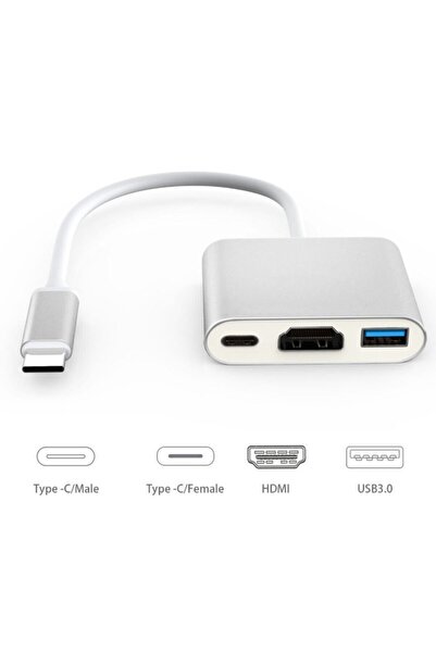 BASTORE Type C To Hdmi Usb 3.0 Uyumlu Çevirici Macbook Ipad Pro 11 Inç A1980 ...