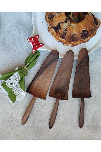 İlya Woodart Spatula, Trowel Spatula, Cake Serving, Pastry Serving, Walnut Wood Spatula