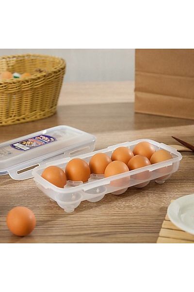 Lock & Lock Plastic Egg Container And Refrigerator Organizer With Plastic Lid For 10 Eggs