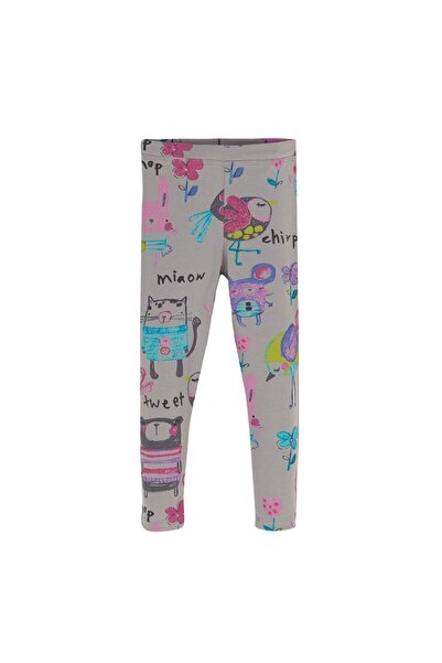 LOVETTI Kız Çocuk Chirping Animals Desenli Ince Mevsimlik Tayt