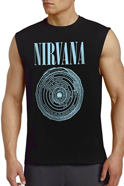 ROCKANDROLL دائرة دائرة نيرفانا ذراع سوداء مقطوعة |   تي شيرت رجالي مطبوع بدون أكمام |   رياضي