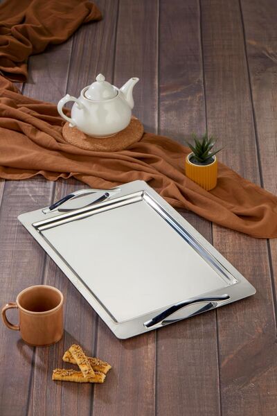 Kuzeyli Paslanmaz Çelik Tepsi - Gold Sap - Mermer Sap- Krom Sap - Gümüş Renk ...