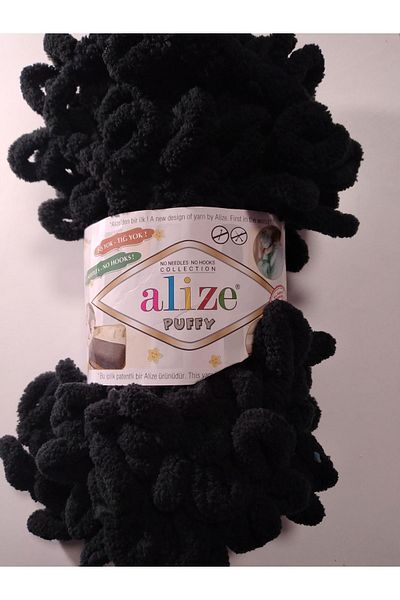 Alize Ață de tricotat manuală Puffy 1060 neagră (PACHET DE 5)