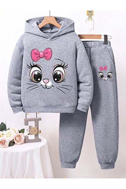 MODAVİBE Set de trening pentru copii cu imprimeu cu glugă - Îmbrăcăminte spor...