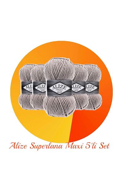 Alize Superlana Maxi Σετ 5 Χοντρό Πλεκτό Σχοινί 652 Καπνός