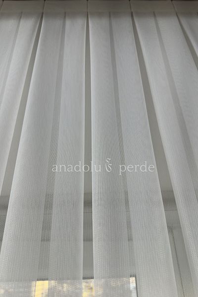 GLOMAR Ecru 1/3-Tight Pleat Bamboo Tulle Curtain for Living Room and Living Room - Heavy Gradient and Leaded Skirt
