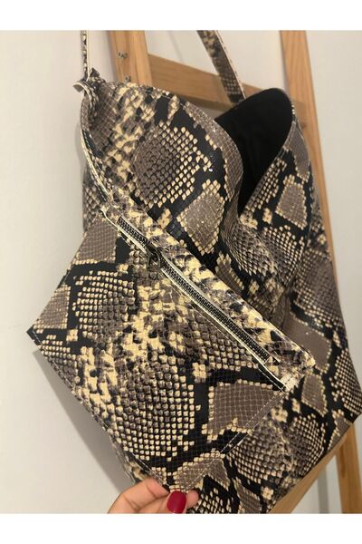 pionoi Norwich Genuine Leather Hobo Shoulder & Hand Bag Lined (Anakonda Print) 40X27Cm