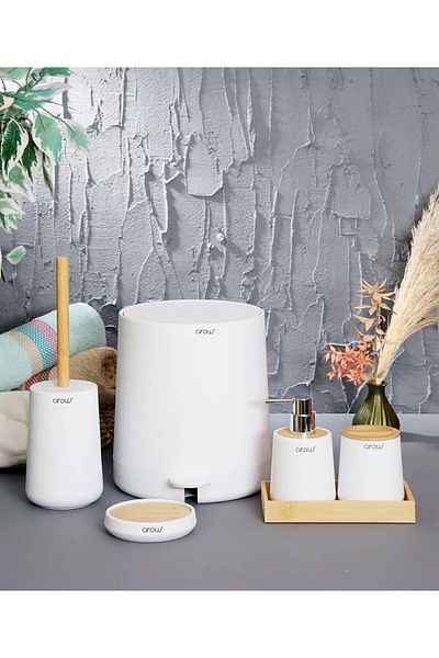 AROW Alessia Acrylic 6 Piece Bathroom Set White