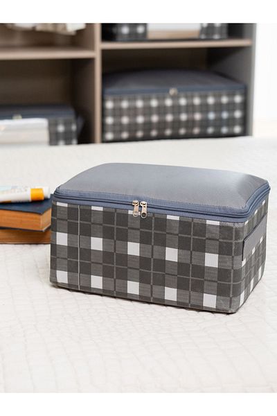 NACAREV Gray Plaid Patterned Small Size Suitcase Organizer - 2 Pieces, 30X20X15 Cm, Travel Case