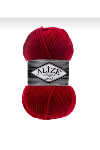 Alize Superlana Maxi Thick Hand Knitting Yarn 5 Pcs 56 Red