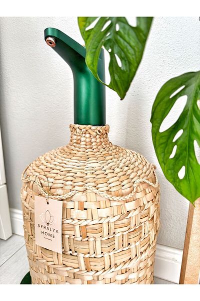 AFRALYAHOME Καλάθι και κάλυμμα από ψάθα για δοχείο νερού