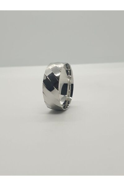 Gri Gümüş 925 Ayar 8mm Kalemli Parlak Alyans Çift Alımlarda Tektaş Hediyemiz.