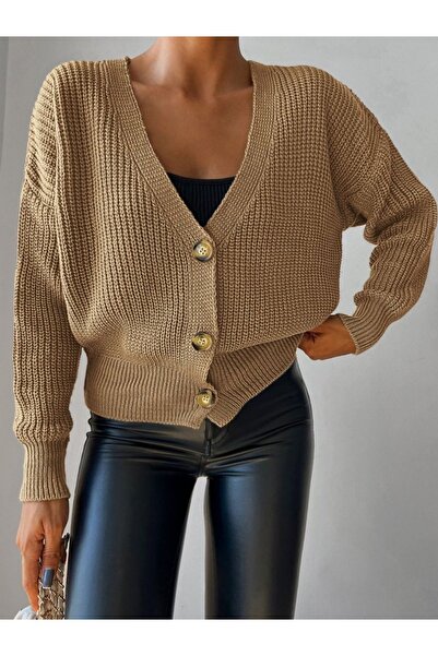 Souls Fruit سترة تريكو نسائية ذات مقاس قياسي وأكمام طويلة وأزرار ورقبة على شك...