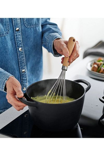 IKEA Wooden Handle Whisk Length 30 cm Ikea Food Prep Cooking Whisk Stainless Steel