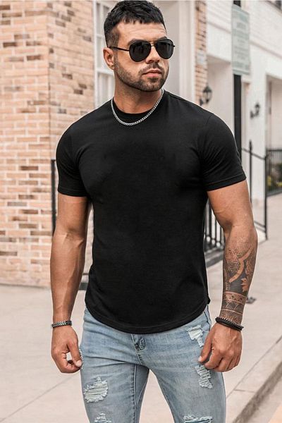 DEEPSENCE Ανδρικό μπλουζάκι Slimfit Oval Cut Μαύρο