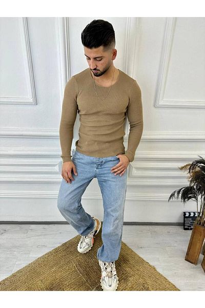 elkumoda Πλεκτό πουλόβερ που δεν κολλάει από φυσικό βαμβακερό πουλόβερ Slim fit Knitwear Slim fit Body πουλόβερ