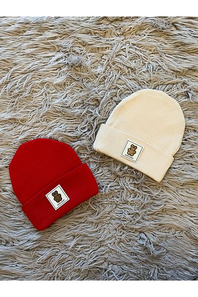 enes baby Flexible Ribbed - Pack of 2 Bear Beret