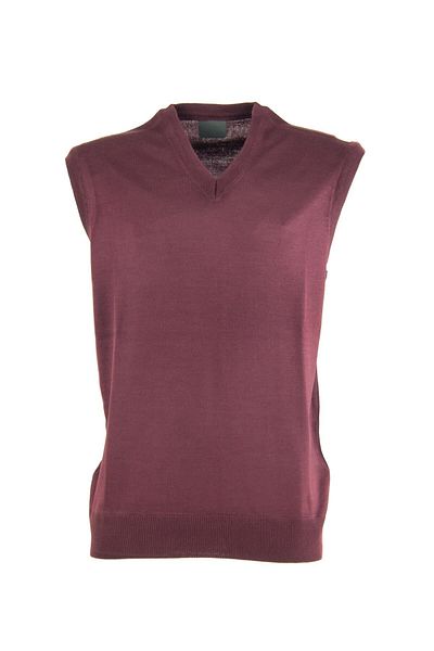 Oppland Men's V-Neck Solid Color Classic Model Comfortable Cut Full Pattern Thin Wool Woven Sweater