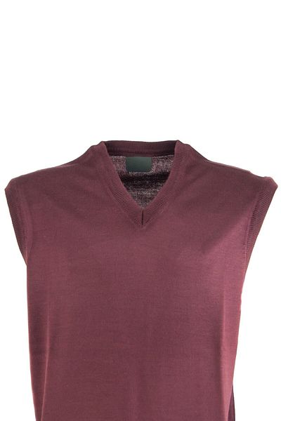 Oppland Men's V-Neck Solid Color Classic Model Comfortable Cut Full Pattern Thin Wool Woven Sweater