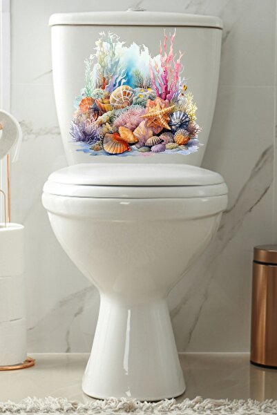 Echo Home Deniz Yıldızları Deniz Kabukları Mercan Temalı Klozet Banyo Sticker