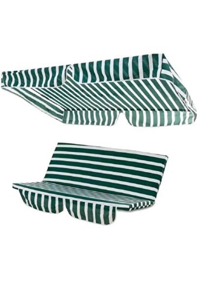 Garden Swing Cushion Cover Set Canopy Green-White 130 X 45