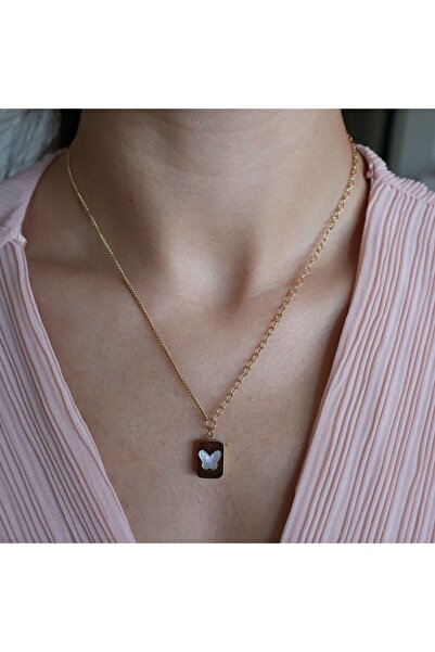 leargia Butterfly Plate Steel Necklace