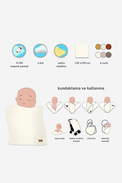 bistil Bistyle Baby 4 Layer Muslin Blanket 120×120 cm