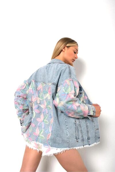 S&A Collectionn Γυναικείο φαρδύ Oversize Floral Jean Jacket