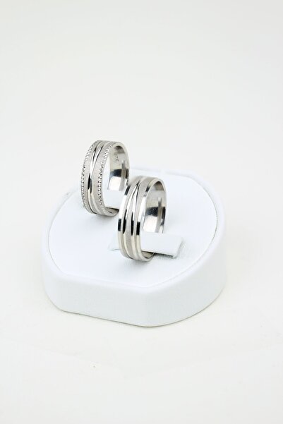 Gri Gümüş Zarif Bağlantı Çemberi 925 Ayar Gümüş Alyans, Nişan ve Söz Yüzüğü