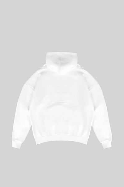 Sekizbiraltı Basic White Oversize Unisex φούτερ με κουκούλα