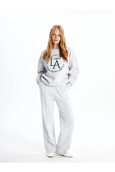 LC Waikiki Γυναικεία φούτερ LCW Vision Grey Melange με ελαστική μέση