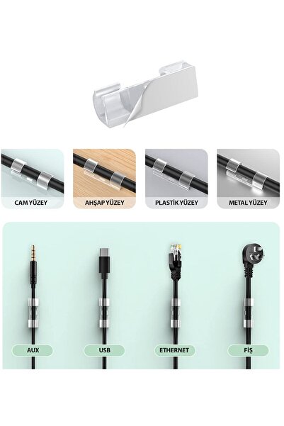 wentox 20 قطعة مثبت كابل لاصق مشبك شفاف