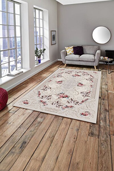 MODANOİVA Dijital Baskılı Çiçek Desenli Makinada Yıkanabilir Salon ve Yolluk ...