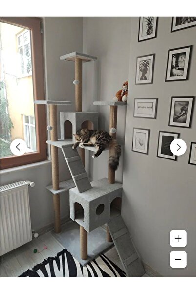 Nursoft Rezidans Çok Katlı Kedi Tırmalama ve Oyun Evi Gri
