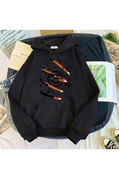 JoneBase سويت شيرت قطني بغطاء للرأس كبير الحجم بنمط الرسوم المتحركة كوراما لل...