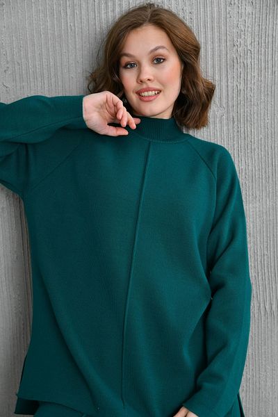 barış sülün lovebox Set de tricotaje flexibile din țesătură guler cu mânecă lungă verde și pantaloni verzi cu talie înaltă 1070
