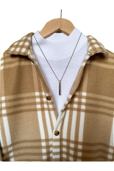 MİRMARONİ Men's shirt collar oversize cotton lumberjack shirt