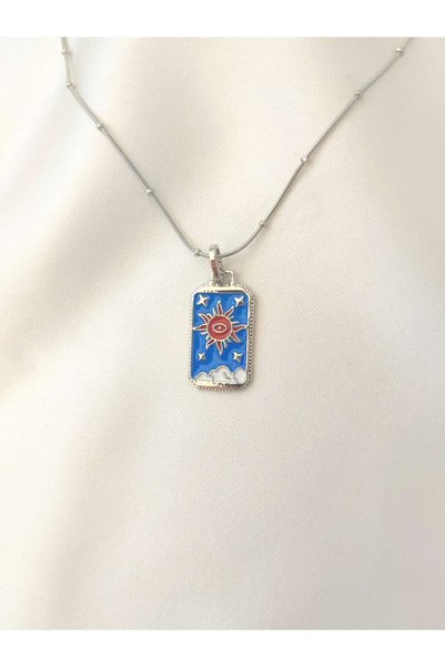 Evorya Women's Stainless Steel the Sun Tarot Necklace