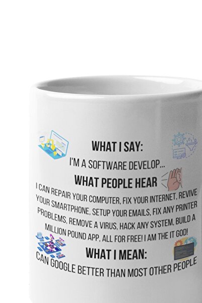 qoeuyl boutique Yazılımcı Mühendis I' AM A SOFTWARE DEVELOPER Baskılı Eğlenceli Hediyelik Kupa Bardak