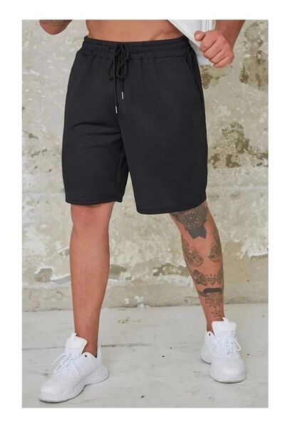 yx yustex sport Siyah Oversize Kesim- Ter Tutmayan- Şık Görünümlü Günlük Şort